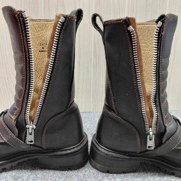 VTG 90s GBX Leather Boots Buckles SZ 8 Combat Moto Biker Punk Goth Emo Grunge - Picture 7 of 16